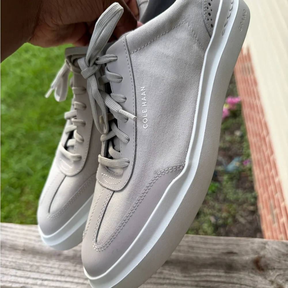 NEW Cole Haan Mens GRANDPRO RALLY T-toe Sneaker Microchip/Optic White size 10
